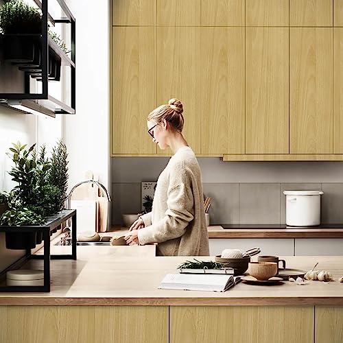 Heroad Peel and Stick Wallpaper Wood Contact Paper Maple Wood Grain Contact Paper Wallpaper Thicken Textured for Cabinets and Drawers Countertops Waterproof Self Adhesive Vinyl 17.5" x 78.7" - color: Maple, size: 17.5" x 78.7"
