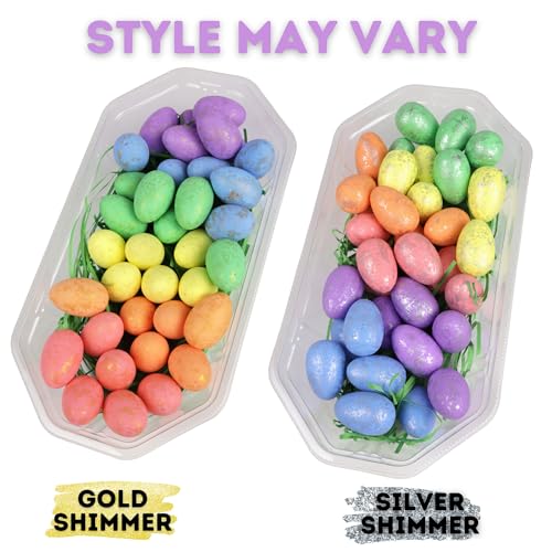 Mini Foam Easter Eggs, Multicolored Egg Party Decorations, Spring Craft Supplies or Centerpiece Props, Style May Vary, 36 Total
