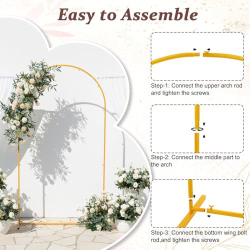 Vincidern 7.2 ft Balloon Arch Backdrop Stand Gold, Wedding Arch for Birthday Party, Bridal Baby Showers, Wedding Ceremony Arch Frame Metal - size: 7.2FT