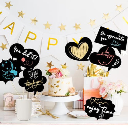 Konsait 24 PCS Large Blank Photo Booth Props, Writable Chalkboard Black Cards Make Your Own Photo Props Wedding Photo Booth Props Birthday DIY Photo Booth Picture Props