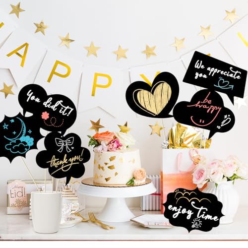 Konsait 24 PCS Large Blank Photo Booth Props, Writable Chalkboard Black Cards Make Your Own Photo Props Wedding Photo Booth Props Birthday DIY Photo Booth Picture Props