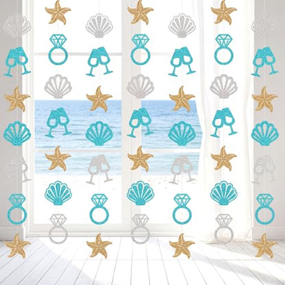 Xinnun Last Toast on The Coast Decorations Seashell Beach Bachelorette Hanging Banners Garland Coastal Cutouts Ribbon Streamers for Champagne Birthday Bridal Engagement Wedding Party Decor (Coast) - style: Coast