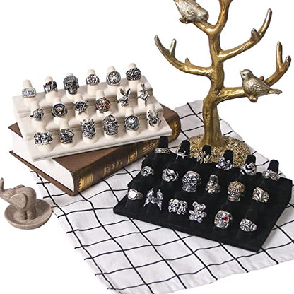 ByKen Ring Holder Organizer Display Stand (White Velvet)