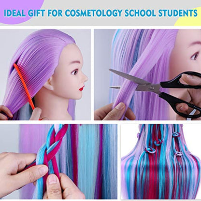 Mannequin Head, Beauty Star 29inch Doll Heads with Long Hair for Practice Braiding Styling, Cosmetology Hairdressing Training Heads with Clamp Holder and Braiding Kit - color: Light Purple