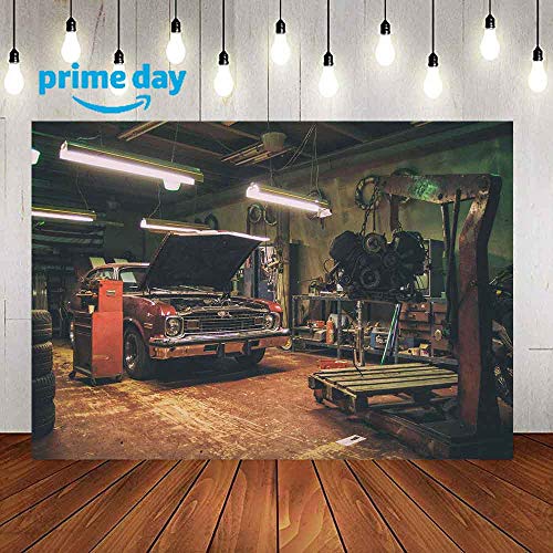 Old Garage Backdrops for Photography, 9x6FT, Car Repair Backgrounds, Themed Party Photo Booth Studio Props LUZZ541 - size: vinyl-9x6ft