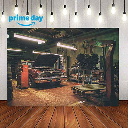 Old Garage Backdrops for Photography, 9x6FT, Car Repair Backgrounds, Themed Party Photo Booth Studio Props LUZZ541 - size: vinyl-9x6ft