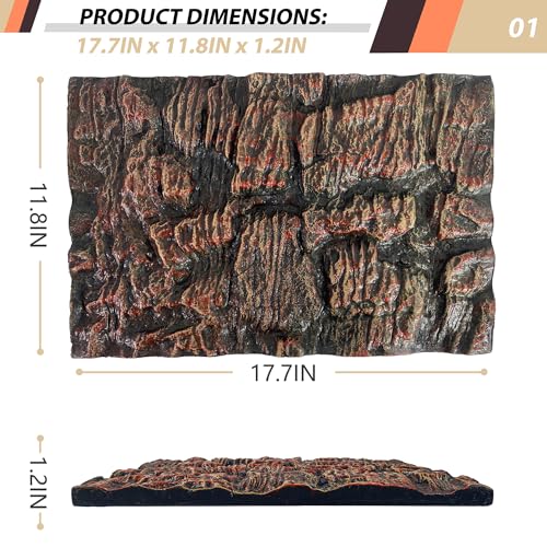 17.7x11.8in Rock Terrarium Background,3D Reptile Tank Background Board,Amphibian Stereo Backdrop Wall,Lizard Snake Gecko Spider Turtle Fish pet silo Background Decorative Panel(Brown) - color: Brown 1P