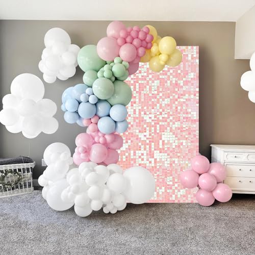 Pink Iridescent Sequins Backdrop Shimmer Wall Backdrop 3ftx4ft Photo Backdrops for Birthday Anniversary Wedding Engagement Decorations - color: Pink Iridescent, size: 3ftx4ft