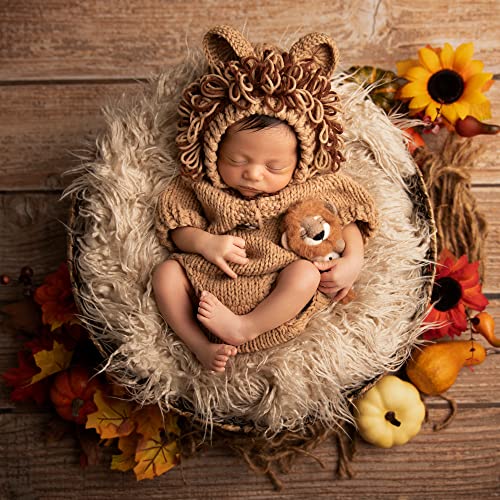 M&G House Newborn Photography Outfits Baby Crochet Knitted Photoshoot Props Animal Costume Set - color: 02 Lion Outfit