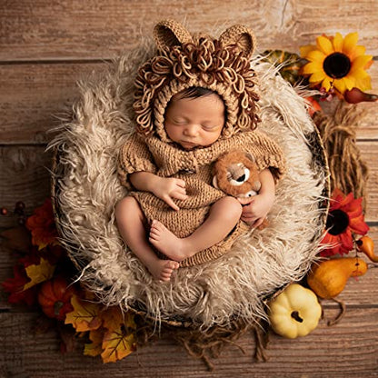 M&G House Newborn Photography Outfits Baby Crochet Knitted Photoshoot Props Animal Costume Set - color: 02 Lion Outfit