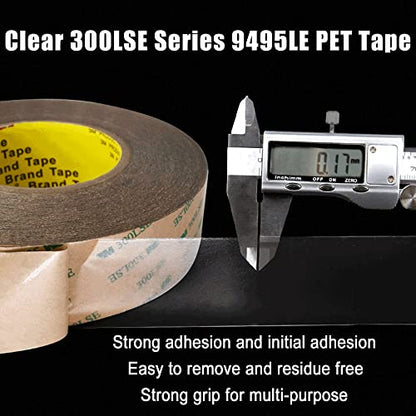 3M 300LSE Double Side Tape Heavy Duty 36ft, Clear Mounting Tape Removable for Scrapbook,Transparent Sticky Tape Picture Hanging Strips, Adhesive Tape for LED Poster Art Craft - size: 0.39in x 36ft