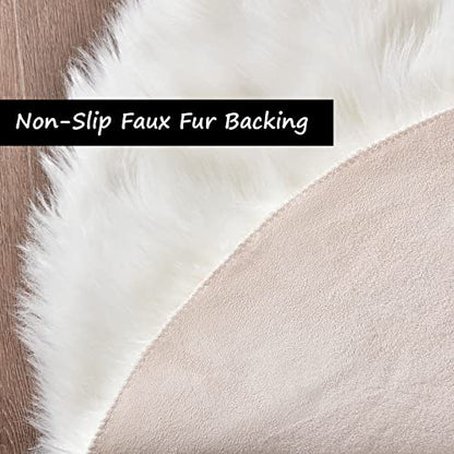 Goolela White Faux Sheepskin Fur Rug 2x6 Fluffy Fuzzy Furry Runner for Bedroom Bedside Shaggy Soft Sheepskin - color: White, size: 2' x 6' (Sheepskin)