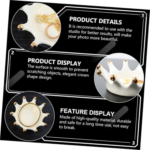 SUPVOX Crown Ceramic Jewelry Tray Decorative Earring Ring Dish Photo Prop Organizer for Vanity Table Key Storage