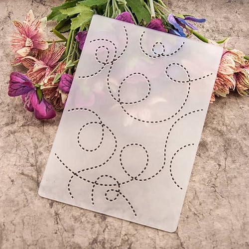 Dotted Line Dot Background Pattern Plastic Embossing Folder, 3D Textured Impressions Lace Line Background Embossing Folder Template for Card Making Scrapbooking Paper Craft Album Stamps DIY Décor - color: Airplane Dotted Line Dot
