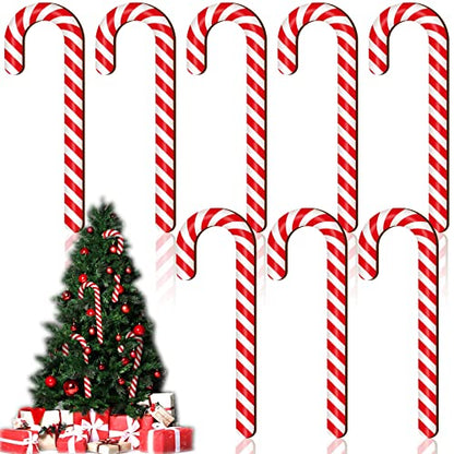 Large Size 8 Pcs 11.8 Inch Christmas Large Candy Canes for Tree Decorations Red and White Giant Candy Cane Props Bulk Xmas Hanging Ornaments Rustic Wood Flat for Party Supplies DIY Crafts Photoshoot - size: 11.8 Inch