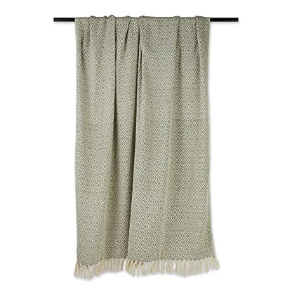 DII Rustic Farmhouse Double Diamond Woven Throw, 50x60, Artichoke Green - color: Artichoke Green