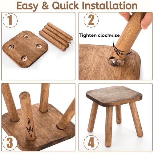 Youeon 9 Inch Small Wooden Step Stool, Non-Slip One Step Stool for Adults, Holds up to 300 Lbs, Portable & Sturdy, Footstool for Bedroom, Bathroom, Kitchen, Easy to Assemble - size: 9.3"l X 9.3"w X 9.3"h