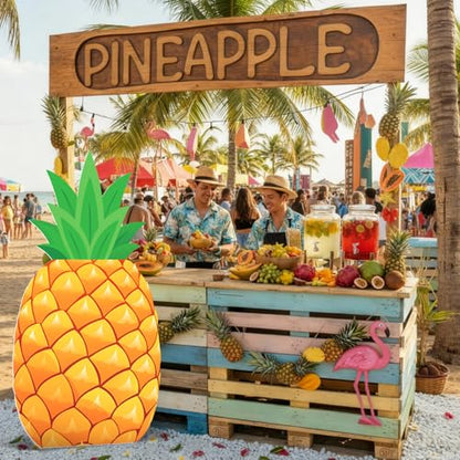 Capoda 59" Large Pineapple Cardboard Cutout Stand-up Photo Prop, Summer Cartoon Birthday Party Decorations, Pineapple House Props for Summer Photography Background Supplies Favors - style: Pineapple
