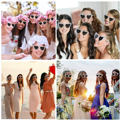 Etercycle Heart Sunglasses, Bride to Be Gifts Bachelorette Party Bride Sunglasses, Cute Glasses for Women Bachelorette Party - color: White Pearls