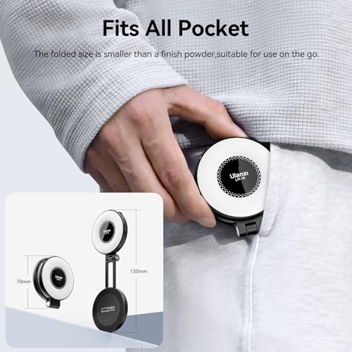 ULANZI LM19 Fill Light, Magnetic Phone LED Selfie Fill Light Compatible with iPhone 17 16 15 14 13 12, 2500K-8500K Dimmable, Pocket Vlog for Video Call, TikTok, Live Streaming, Makeup, Selfie Photo - color: White