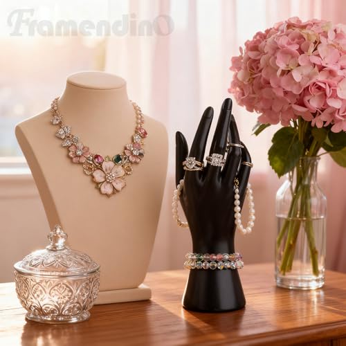 Framendino, Female Mannequin Hand Jewelry Display Holder Stand for Bracelet Necklace Ring Plastic (Black, 1 Pack) - color: Black, size: 1 Pack