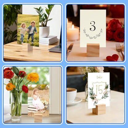 30Pcs 1.2x1.2 Inches Wood Table Number Stands, Wood Place Card Holders, Picture Holder Acrylic Sign Holdersr for Wedding, Ceremony, Birthday, Party, Home Decoration, Events - size: 1.2" 30pcs