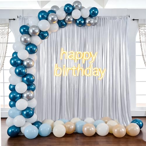 10x10ft Silver Backdrop Curtains Glitter Sequin Photo Backdrop Curtain Fabric Silver Shimmer Drapes Backdrop Bridal Baby Shower Wedding Birthday Party Photography Backdrops Photoshoot 5x10FT, 2 Panels - color: Silver, size: 10 ft X 10 ft(2 Panels 5ft X 10