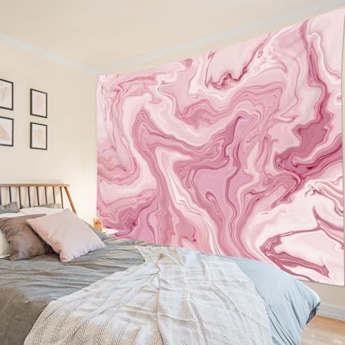 SCECALA Pink Swirl Marble Tapestry Abstract Pink and White Swirl Marble Texture Wall Tapestry Cute Pastel Wall Hanging for Bedroom Living Room College Dorm Photography Party Home Decor 59x51 Inch - color: Pink and White, size: 51"L x 59"W