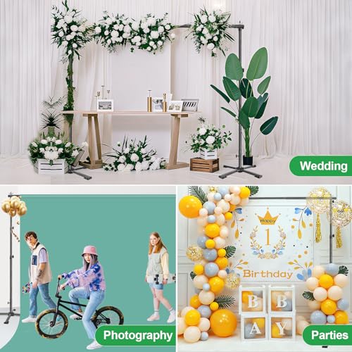 EMART Portable Backdrop Stand Kit with Foldable Cross Flat Base, Adjustable 8.5ft Height 10ft Width Pipe and Drape Background Hanging Frame Bar for Photography Party Wedding Birthday Photo Studio