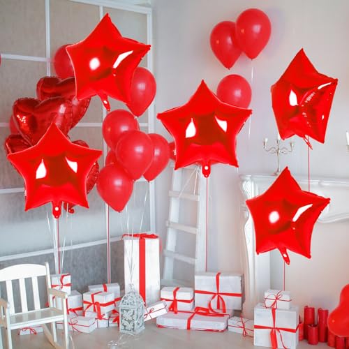 20 Pcs Star Balloons,18 Inch Red Star Foil Balloons,Stars Shaped Balloon Mylar Helium Balloon for Birthday Party Anniversary Wedding Baby Shower Decorations (Red) - color: 18inch-red