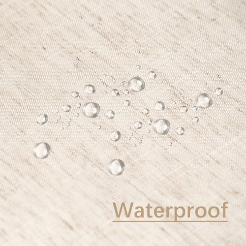 Natural Linen Textured Round Tablecloth, Slubby Lightweight Table Cloth 52 Inch, Water Resistant Stain Resistant Farmhouse Burlap Table Cover for Kitchen Dining Room - color: Natural, size: 52" (Round) (1 Pack)