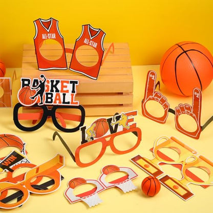 36 Pack Basketball Party Favors Basketball Paper Glasses Frames All Star Photo Booth Props Eyeglasses for Boys Kids Sports Theme Birthday Party Decorations Baby Shower Game Day Supplies - style: Basketball