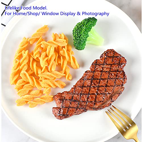 2Pcs Simulated Food Steak Artificial Lifelike Steak Fake Cooked Roast Beef Meat Model for Home Kitchen Cabinet Desk Shops Party Decor Sample Display Photography Props - size: free size