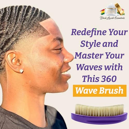 360 Wave Brush, Build Deeper Waves, Soft & Hard Boar Bristle Curved Brushes BLACK LAVISH ESSENTIALS Gold Bristle (Soft Brush, Purple) - color: Purple, size: Soft Brush