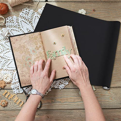 PerKoop Book Cloth for Book Binding 40 x 16 Inch Fabric Surface Paper Backed Bookcover Archival European Durable Strong Bookbinding Supplies Cover Books Album Scrapbooking (Black, Suede Fabric) - color: Black