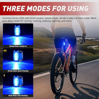 Nilight LED Safety Light 4PCS Blue Marine Navigation Bike Tail Lights Three Modes Waterproof Reflective Gear Clip On Flash Strobe Indicator Lamp for Night Boating Fishing Cycling Jogging - color: 3LED Safety Light-Blue