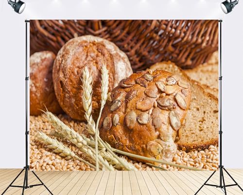 Trykid 10x10ft Rustic Whole Grain Bread Backdrop Fresh Bakery Wheat Still Life Photography Background Food Themed Party Decoration Tapestry Photo Booth Prop Fabric - size: 10x10ft