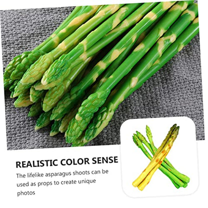ULTECHNOVO 8pcs Lifelike Asparagus Models Realistic Artificial Vegetable Decorations for Rustic Kitchen Decor PVC Soft Simulation Prop for Home and Photography