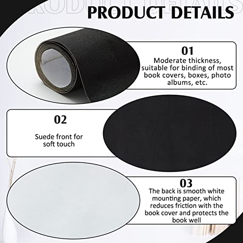 PerKoop Book Cloth for Book Binding 40 x 16 Inch Fabric Surface Paper Backed Bookcover Archival European Durable Strong Bookbinding Supplies Cover Books Album Scrapbooking (Black, Suede Fabric) - color: Black