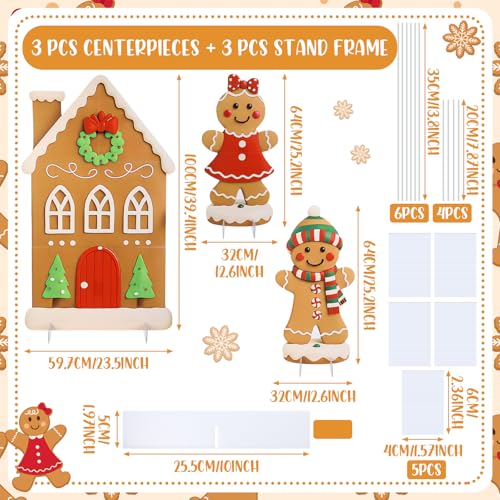 Soulchen 3 Pcs 39.4 Inch Gingerbread Backdrop Cardboard Cutout Gingerbread Man House Christmas Photo Booth Props Background Stand up Christmas Party Decorations Games for Party Supplies - style: Gingerbread Man