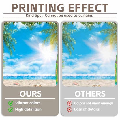 7x5ft Summer Hawaiian Beach Photography Backdrop Tropical Flower Palm Leaves Surfboard Background for Luau Aloha Party Decoration Banner Photo Booth - size: 7x5ft