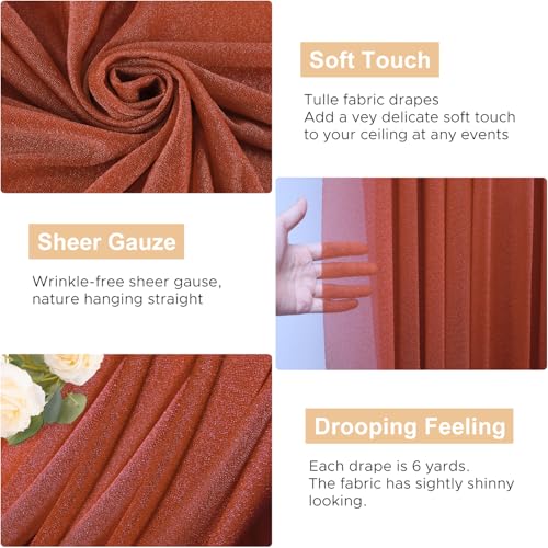 Wokceer Wedding Arch Draping Fabric Terracotta 28.7" x 20FT Sheer Drapes Backdrop for Ceremony, Birthday Party, Bridal Shower Decoration - color: Terracotta, size: 1 Panel