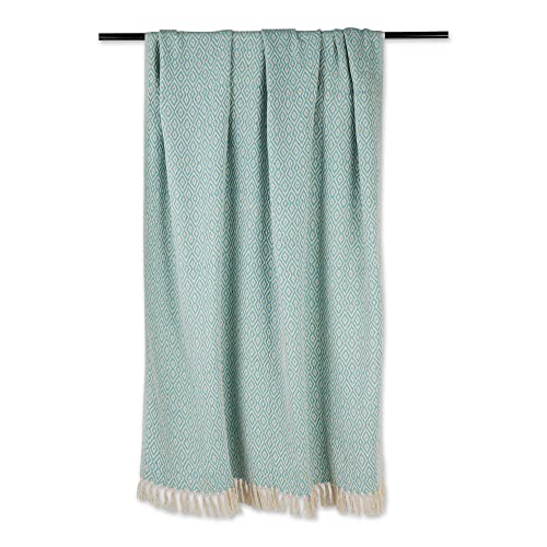 DII Rustic Farmhouse Double Diamond Woven Throw, 50x60, Aqua - color: Aqua