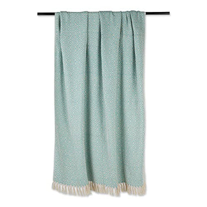 DII Rustic Farmhouse Double Diamond Woven Throw, 50x60, Aqua - color: Aqua
