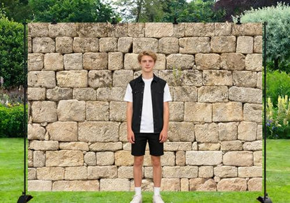 5X3FT Fabric Retro Brick Stone Wall Backdrop Ancient Rock Brick Wall Textured Background for Photography Birthday Party Decorations