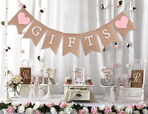 Gifts Banner for 1st Birthday - Gifts Burlap Bunting, Bridal Shower Decorations, Baby Shower Decor, Country Bridal Shower,Photo Prop