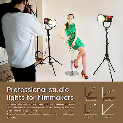 GVM Photography Lighting 300W Bi-Color Studio Lights with 45°Standard Reflector 65700Lux@1m CCT 2700~6800K 12Lighting Scenes App Control LED Video Light - color: video light