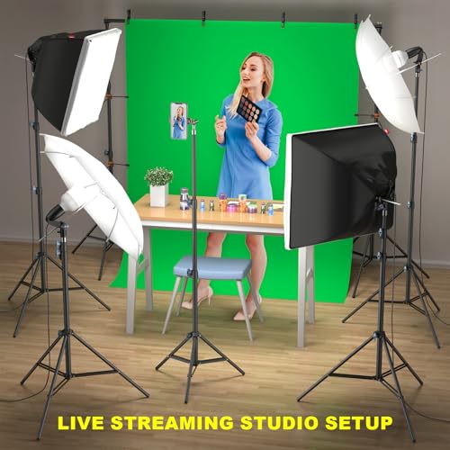 LINCO Lincostore Photo Video Studio Light Kit AM169 - Including 3 Color Backdrops (Black/White/Green) Background Screen