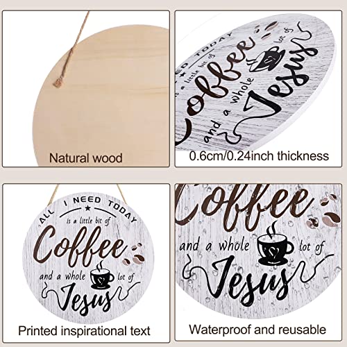 HMASYO Rustic Wood Coffee Bar Sign, 'A Little Coffee & Jesus', For Home, Office, Cafe, 12'' x 12'' - color: Coffee & Jesus-Rustic