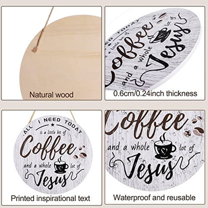 HMASYO Rustic Wood Coffee Bar Sign, 'A Little Coffee & Jesus', For Home, Office, Cafe, 12'' x 12'' - color: Coffee & Jesus-Rustic